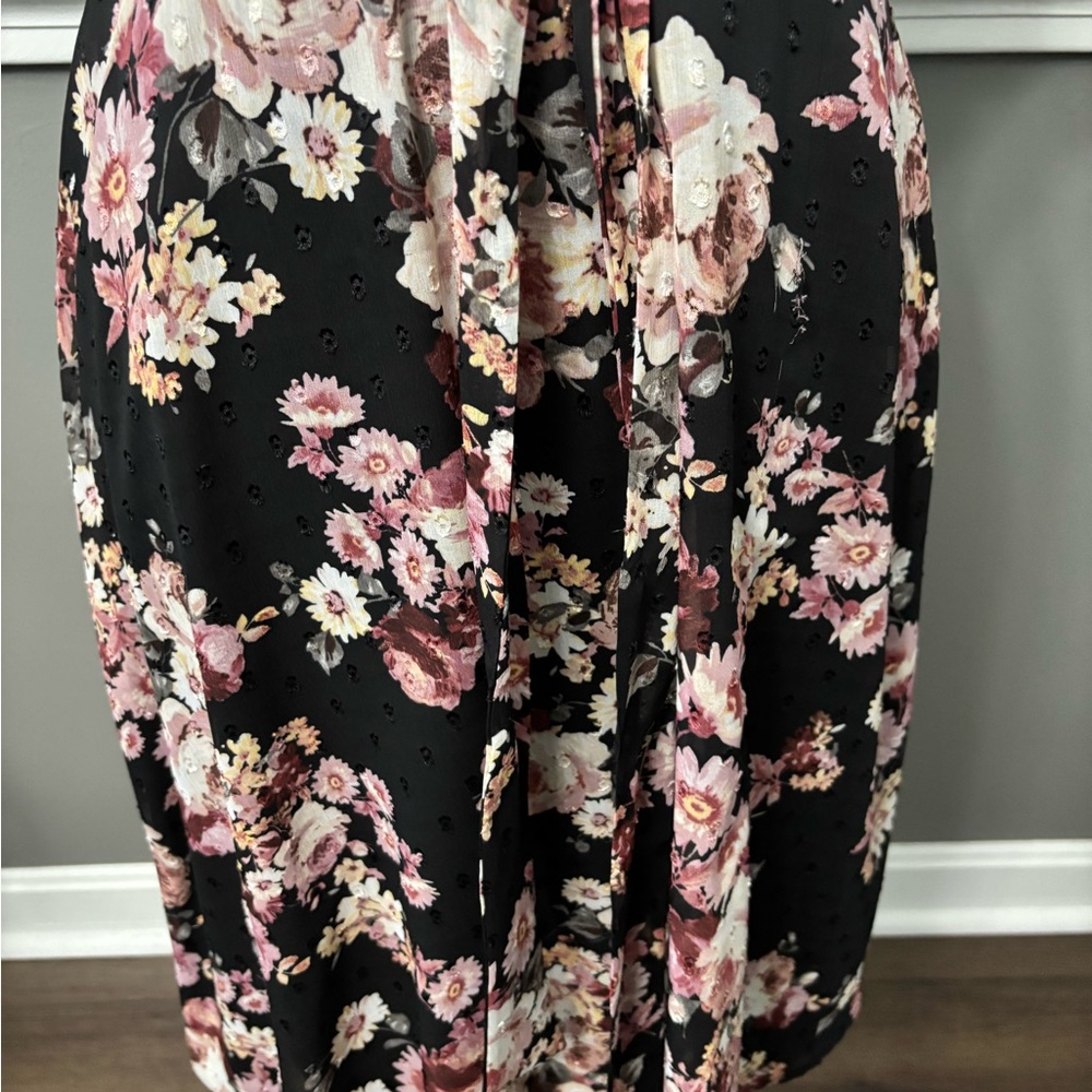 Connected Apparel Black Floral Midi Dress - Picture 6 of 9